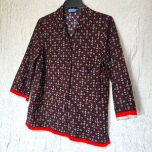 KORET - Nautical Red white and Blue Button Down Shirt Women’s Sz M